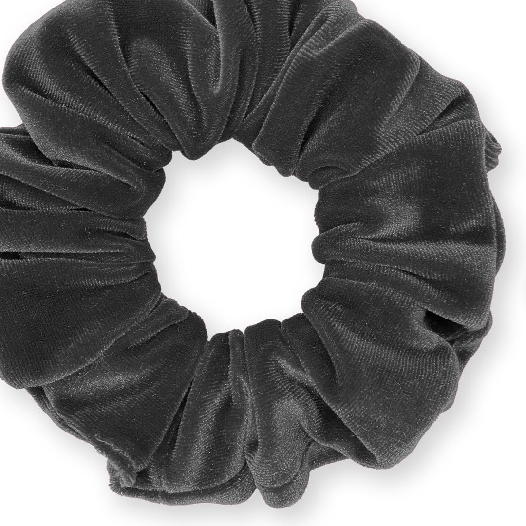 Velvet Scrunchies Premium Plush Soft Ponytail Holder Made in the USA Black