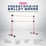 VITA Barre Portable Freestanding Double Ballet Barre, Prodigy, Wood | Adjustable Height, USA Made, Home or Gym Exercise Equipment for Kids & Adults | Dance, Fitness, Pilates