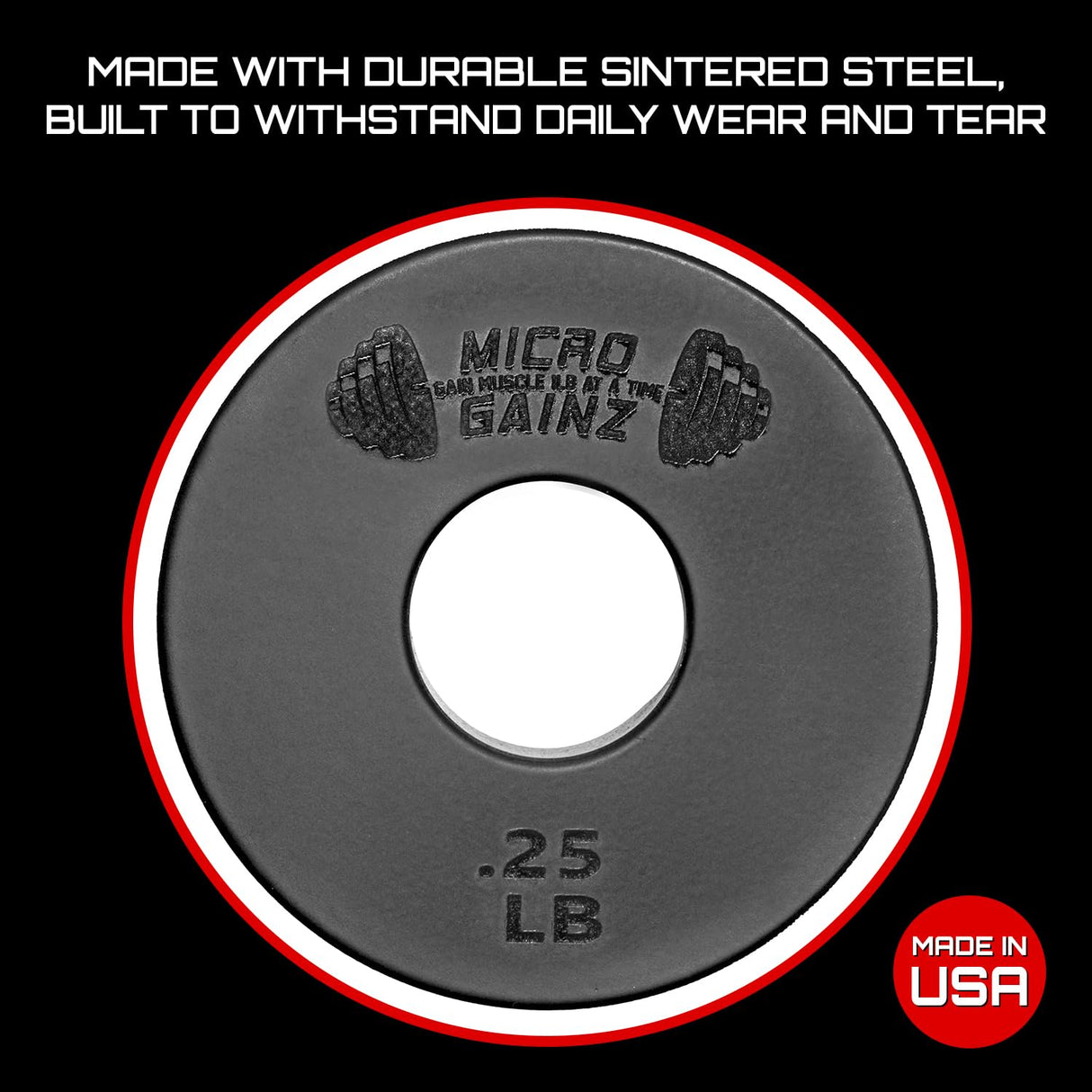 Micro Gainz 1-Inch Center Hole Standard Fractional Weights Plate Sets, 10 Piece Dumbbell & Barbell Set of Plates with Bag for Strength Training and Weight Lifting, Made In USA