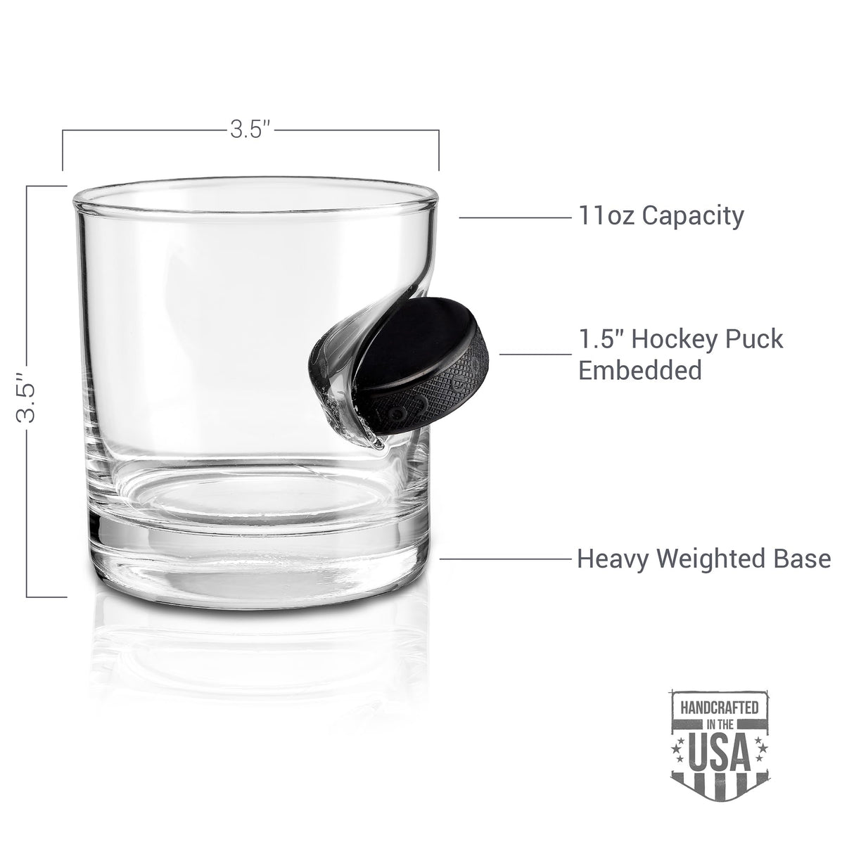 BenShot Hockey Puck Rocks Glass - 11oz | Made in the USA