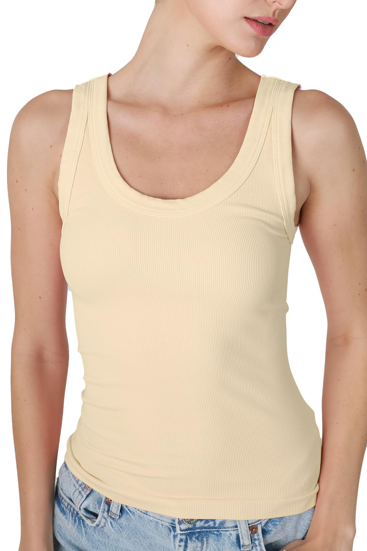 NIKIBIKI Women Seamless Reversible Ribbed Tank Top, Made in U.S.A, One Size