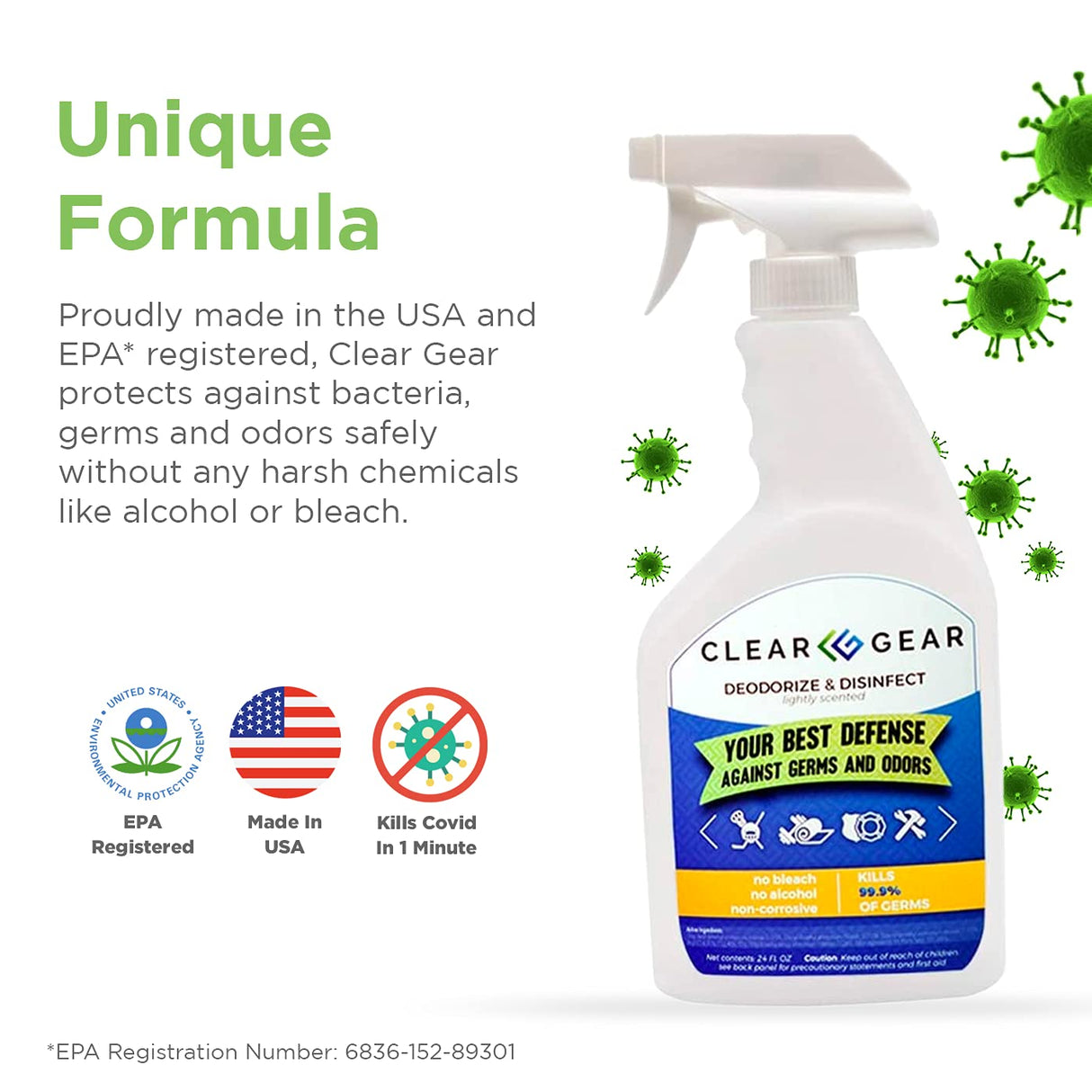 Disinfectant, Cleaner, and Deodorizer For Sports Equipment, Gyms, and Fitness Centers - EPA-Registered, Hospital Grade, Made in USA - 1-Pack of 32 Oz Bottle Disinfecting Spray
