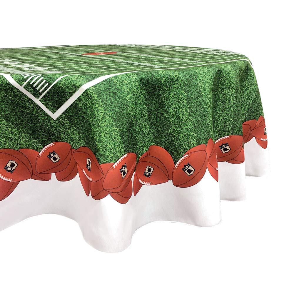Fabric Textile Products | Football Garland Tablecloth | Game Day Rectangular Tablecloth | 60" x 84" | Machine Washable and Stain-Resistant for Easy Care | Made in The USA