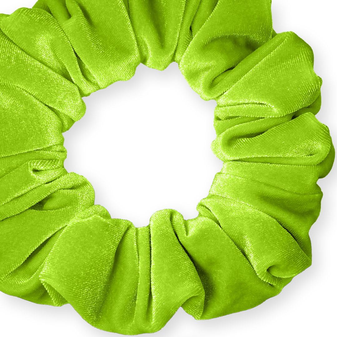 Velvet Scrunchies Jumbo Size Plush Big Ponytail Holders Thick Braided Locked Hair Big Made in the USA Green Pine