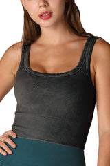 NIKIBIKI Women Seamless Vintage Chevron Ribbed Crop Top, Made in U.S.A, One Size