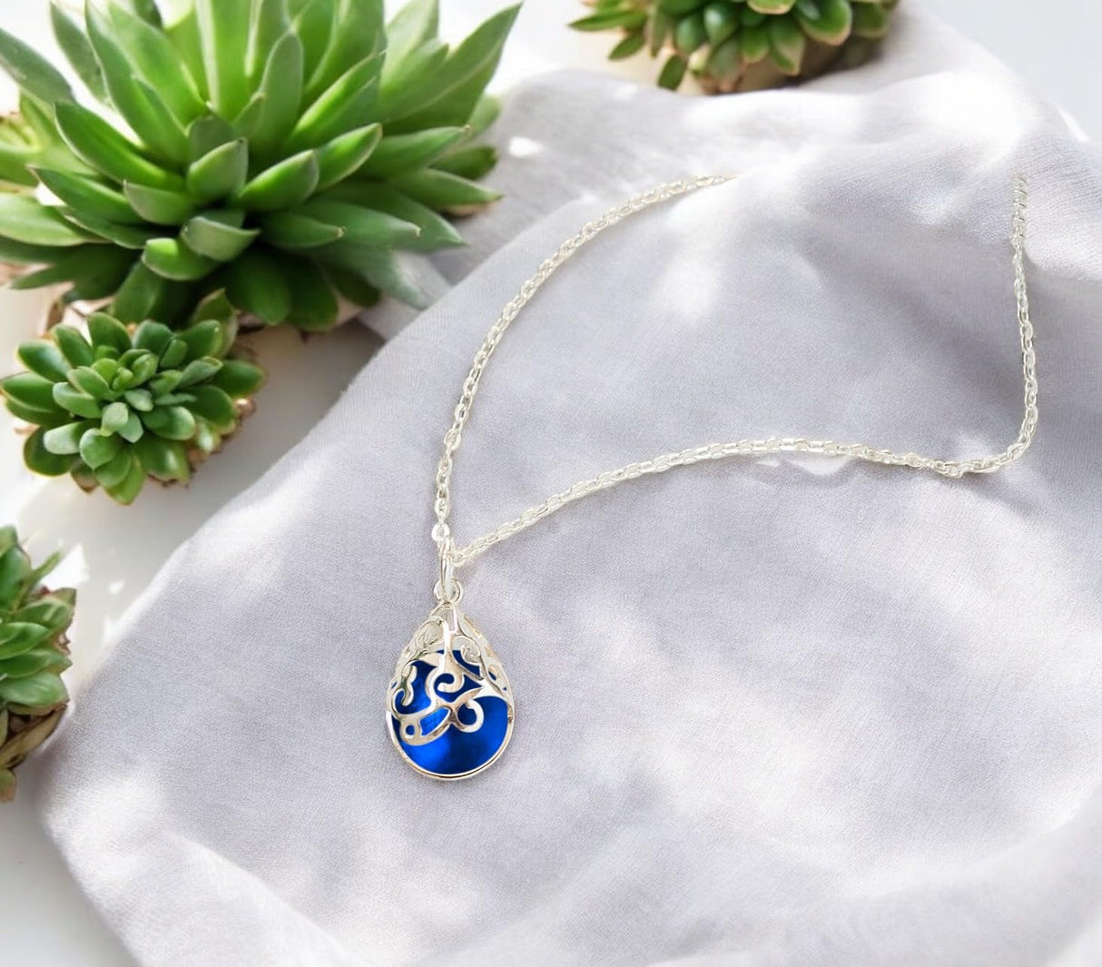 Bottled Up Designs Handmade Filigree Teardrop Necklace, Recycled Vintage Mason Jar, Sterling Silver, Eco Friendly, Made in USA, Birthday Gifts, Mothers Day, Women, Anniversary (Mason Jar Aqua)