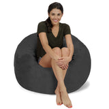 Chill Sack - Bean Bags 3-Feet Memory Foam Bean Bag Chair, Black Micro Suede