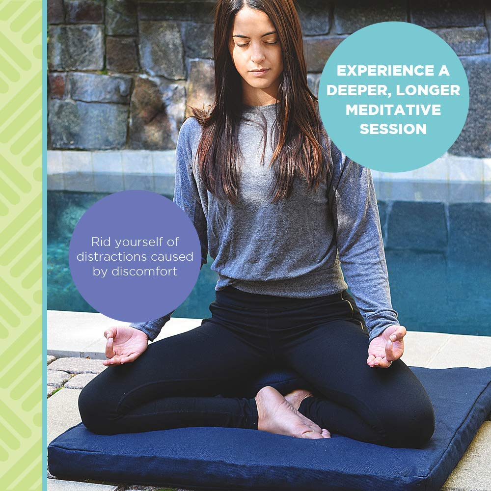 Bean's ZAFU + ZABUTON Meditation Set - Round Buckwheat Filled ZAFU Pillow + Large Cotton Filled ZABUTON Floor Pad - Earth Cotton Canvas - Traditional Tibetan Zen Mindfulness Seat Kit - Made in USA