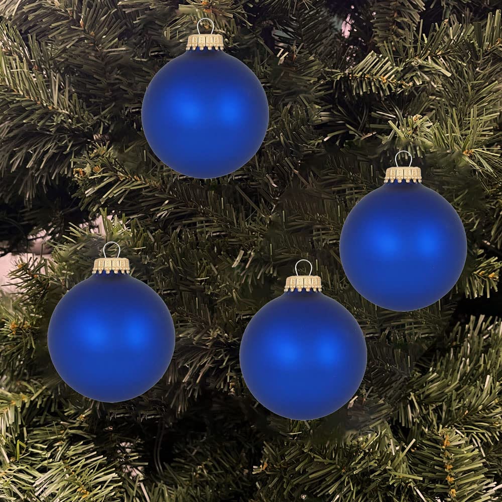 Glass Christmas Tree Ornaments - 67mm / 2.63" [8 Pieces] Designer Balls from Christmas By Krebs Seamless Hanging Holiday Decor (Snow White with Silver Caps)