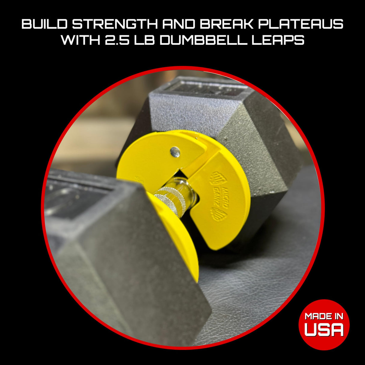 Micro Gainz Dumbbell Fractional 1.25lb Weight Plate, Ideal for Micro Loading, (Choose Color) 4 Piece Fractional Weight Plates, Designed for Dumbbell Training, Made In USA