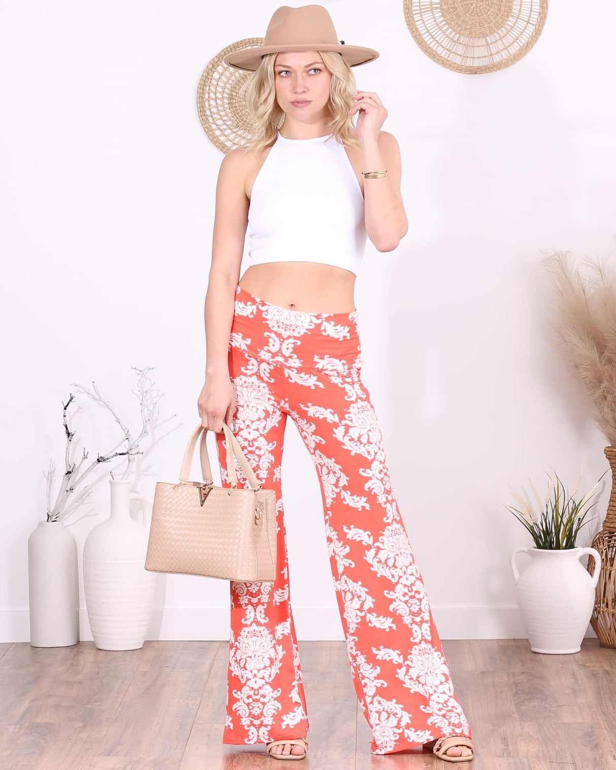 Popana Palazzo Pants for Women Casual Summer Wide Leg Beach Pants Plus Size Made in USA