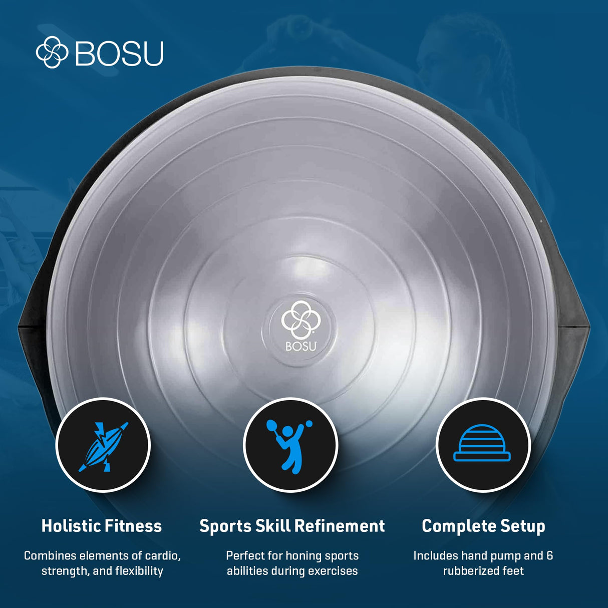 Bosu Pro Multi Functional Home Gym Full Body Balance Strength Trainer Ball Equipment with Guided Workouts and Pump