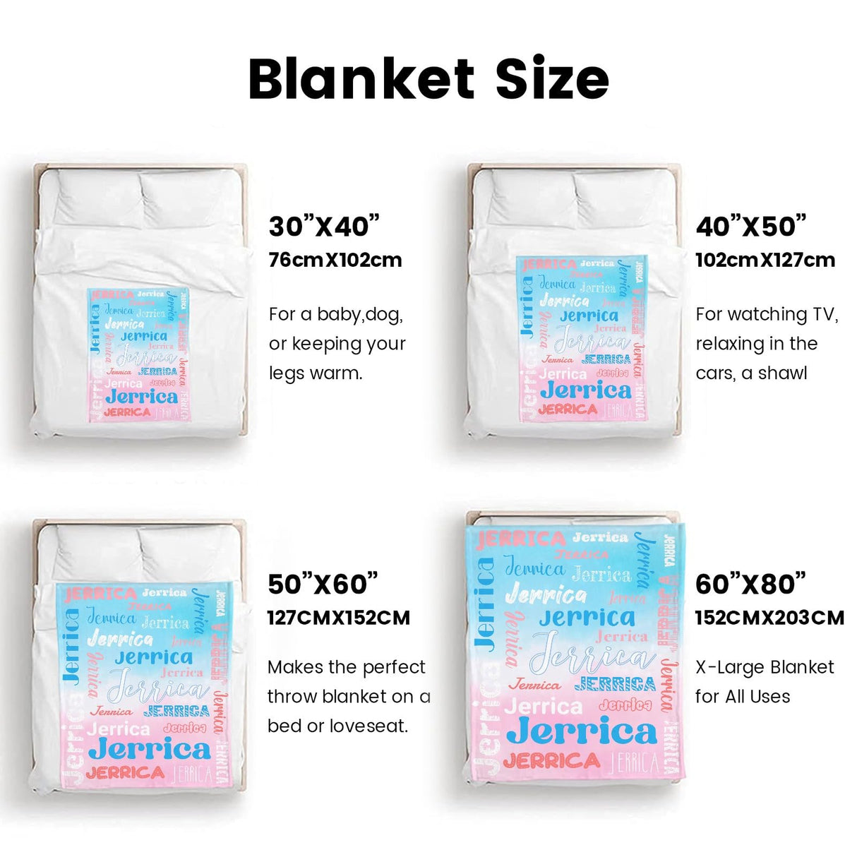 Custom Blanket with Name, Soft Cozy Personalized Name Blankets for Kids, Girls, Boys, Adults, Customized Christmas Blanket for Women, Men, Newborn, New Mom, Red Colors, Made in USA