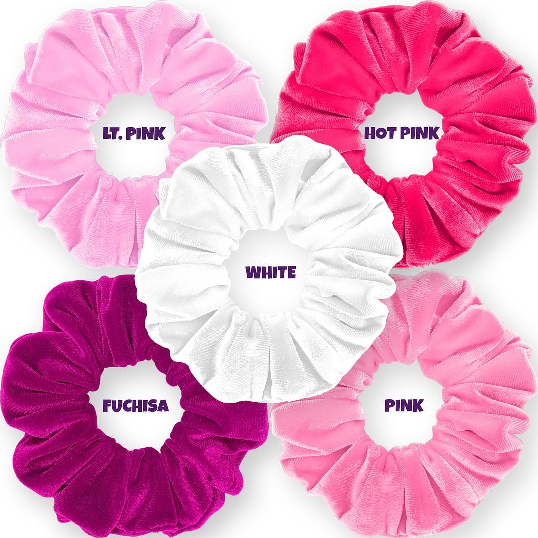 Velvet Scrunchies 5-Pack Gift Set Mini Size Premium Plush Soft Ponytail Holder Made in the USA Pine Teal Blue Aqua Jade Teal Green