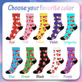 Custom Face Socks with Photo Novelty Crew Socks, Personalized Red Hearts Unisex Crew Sock Gifts for Men Women Made in USA