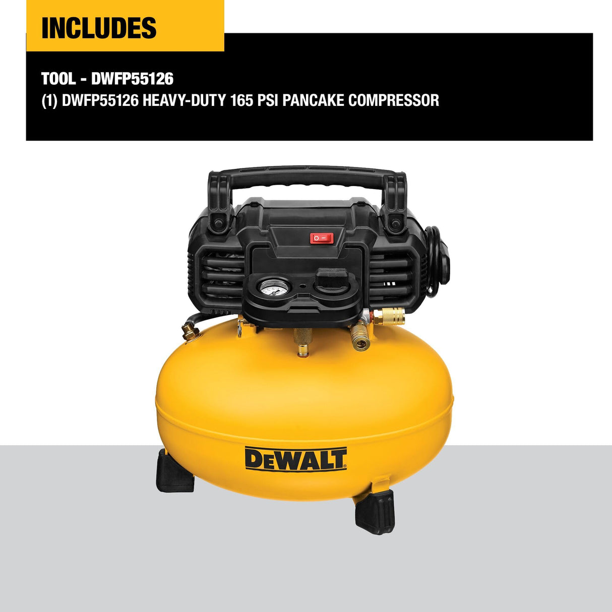 DEWALT Pancake Air Compressor, 6 Gallon, 165 PSI (DWFP55126)