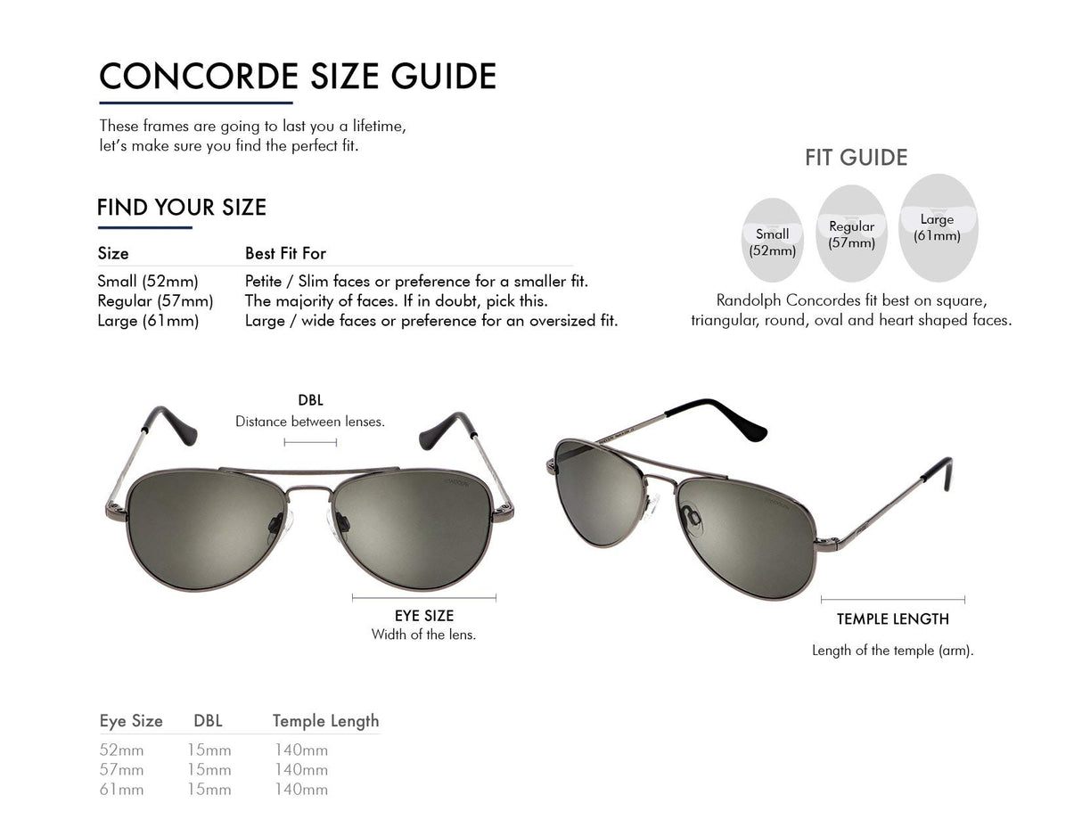 Randolph USA | Concorde Classic Aviator Sunglasses for Men or Women 100% UV