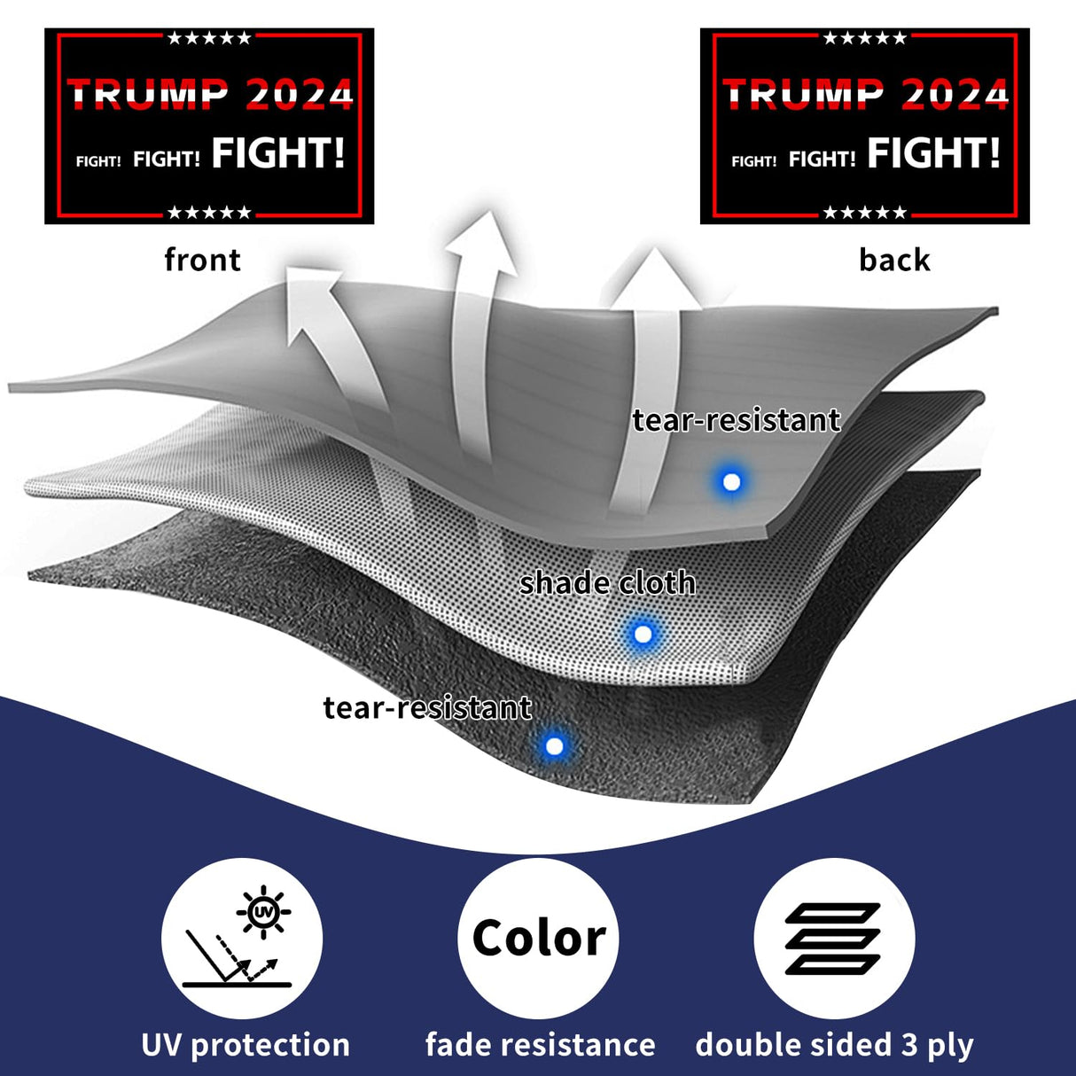 Trump 2024 Flag 3x5 FT Outdoor Made in USA Double Sided 3 Ply, Large Donald Trump Flags 2024 Take America Back Flag, Heavy Duty Trump Garden Banner UV Protection Fade Resistant
