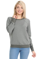 YURO-K Women's Premium Long Sleeve Crew Neck Vintage Raglan Sweatshirt Pullover X-Small - X-Large