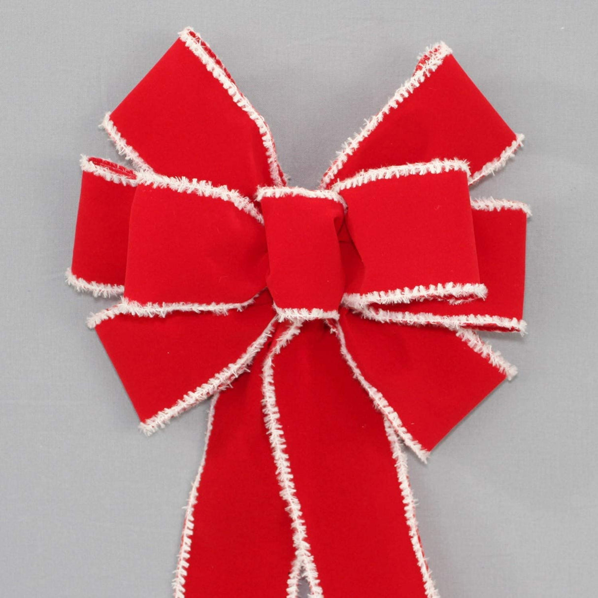 Ivory Brushed Velvet Gold Lame Backed Wire Edge Christmas Bow - Handcrafted in USA (8 inch bow)