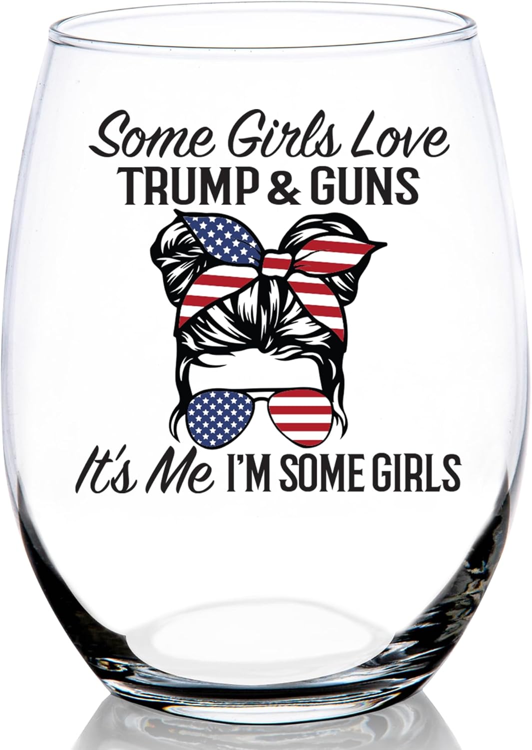 I'm a Trump Girl 15 OZ Stemless Wine Glass Maga Merch Trump Novelty Wine Glass for Wife, Wine Glass Gift for Mother from Daugther, Gift for Wine Lover