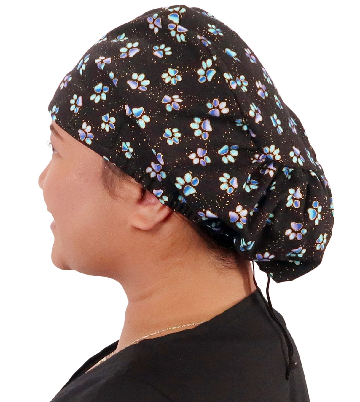 Sparkling EARTH Riley Medical Scrub Caps with Flat Front and Roomy Back - Adjustable Cord Lock Closure - Made in The USA!