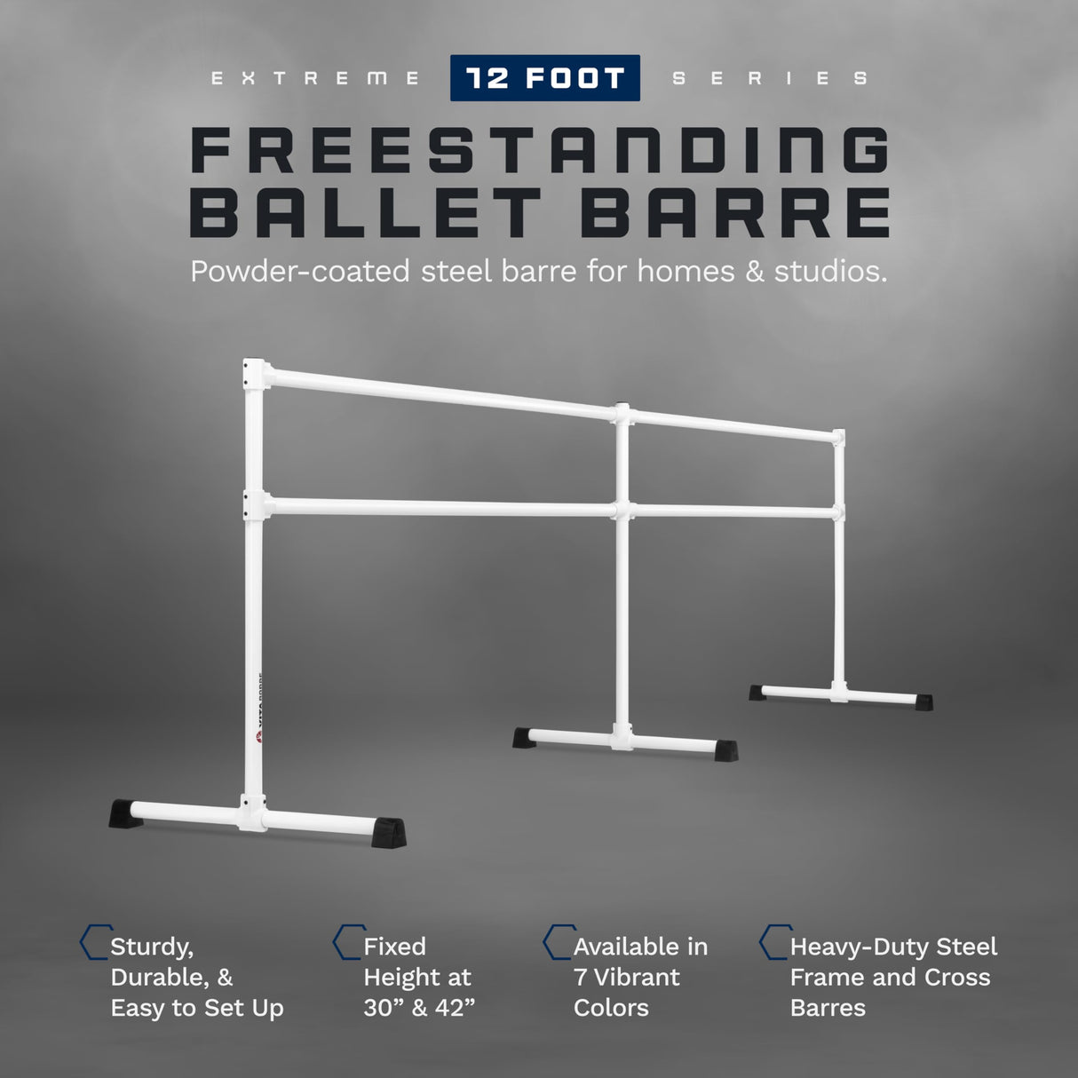 VITA Barre Portable Freestanding Double Ballet Barre, Extreme, Steel | Fixed Height, Made in USA, Home or Gym Exercise Equipment for Kids & Adults | Dance, Fitness, Pilates