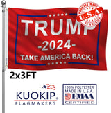 Double Sided Red Trump 2024 Flag 3x5 Made in USA Outdoor Heavy Duty 3 Ply Polyester Trump Take America Back Flag with White Starting Tape and 2 Brass Grommets