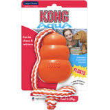 KONG Aqua Floating Fetch Toy - Dog Floating Toy for Water Retrieval, Play, Exercise & More - Natural Rubber Dog Toy with Foam Interior & Rope for Farther Throwing - Orange, for Large Dogs