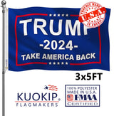 Double Sided Red Trump 2024 Flag 3x5 Made in USA Outdoor Heavy Duty 3 Ply Polyester Trump Take America Back Flag with White Starting Tape and 2 Brass Grommets