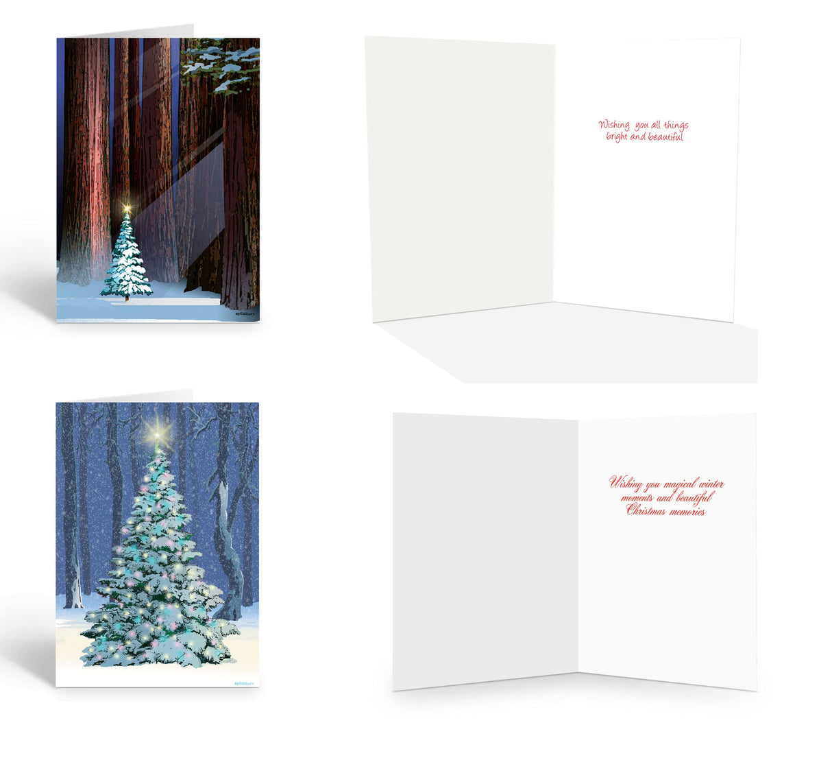 Stonehouse Collection Assorted Christmas Cards | Winter Forest Holiday Boxed Cards | USA Made | 18 Beautiful Christmas Cards & Envelopes (Forest)