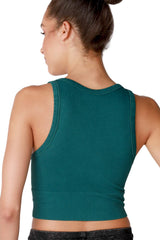NIKIBIKI Women Seamless Vintage Chevron High Neck Crop Top, Made in U.S.A, One Size