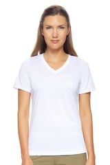 Expert Brand USA-Made Women's Short Sleeve Natural-Feel Jersey Activewear V-Neck T-Shirt