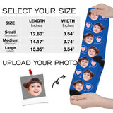 Custom Face Socks with Photo Novelty Crew Socks, Personalized Red Hearts Unisex Crew Sock Gifts for Men Women Made in USA