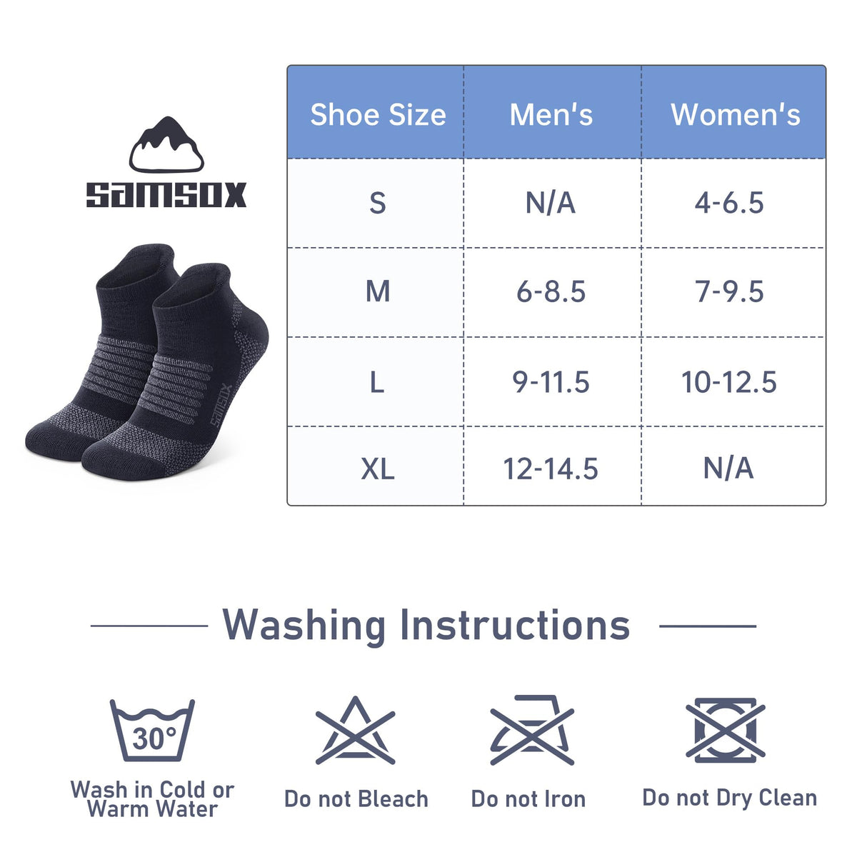 SAMSOX 2-Pair Merino Wool Running Socks, Made in USA Cushioned Athletic Socks for Men & Women (Charleston Low-Cut)