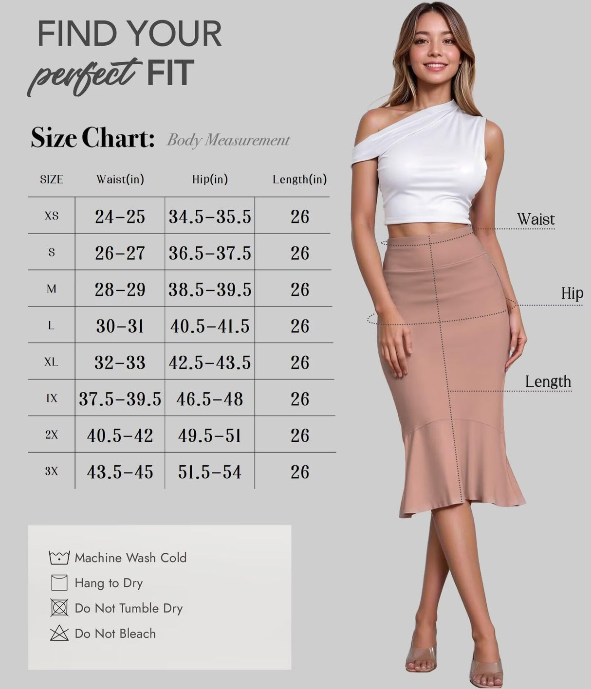 Hybrid & Company Womens Premium Nylon Ponte Stretch Office Fishtail Pencil Skirt High Waist Made in The USA Below Knee