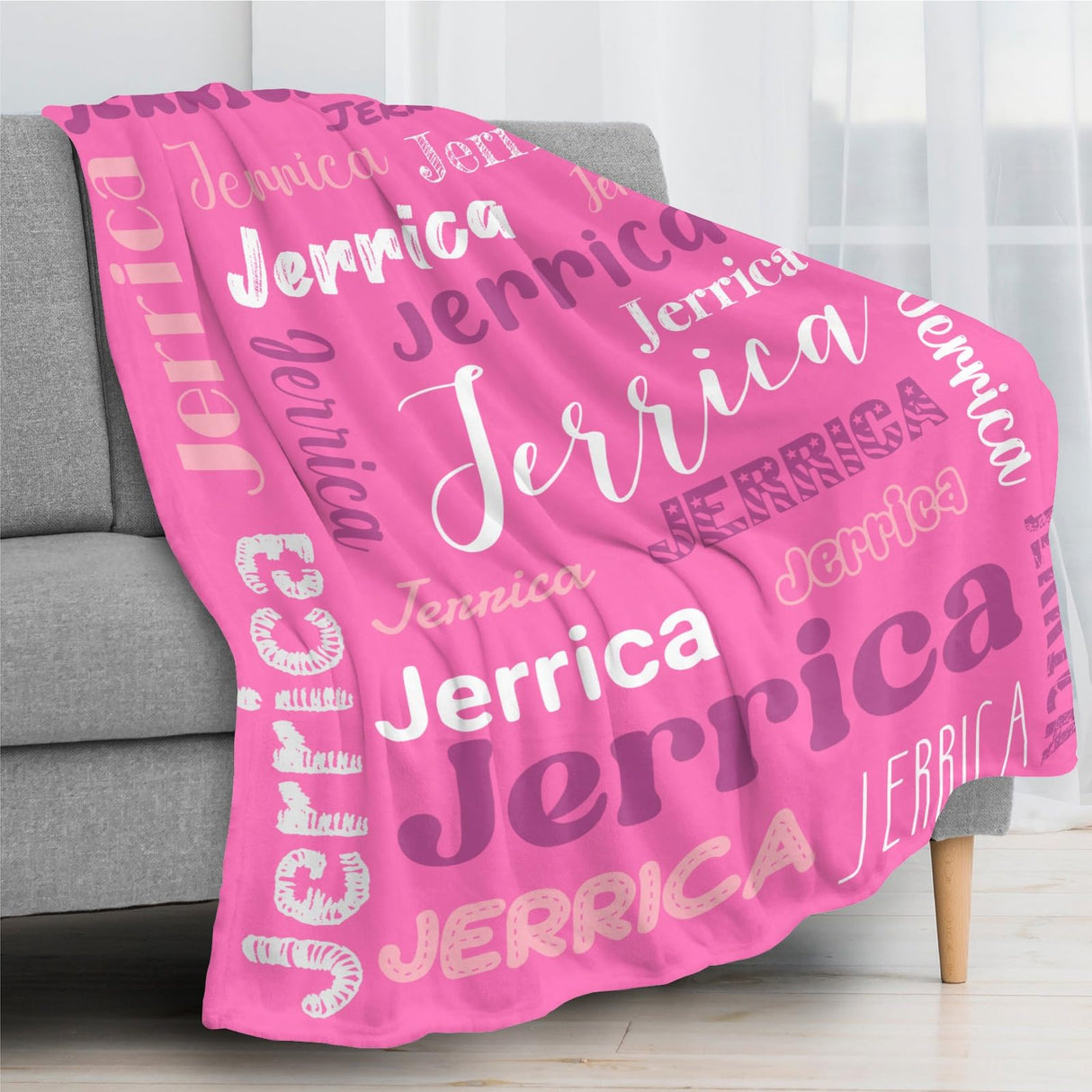 Custom Blanket with Name, Soft Cozy Personalized Name Blankets for Kids, Girls, Boys, Adults, Customized Christmas Blanket for Women, Men, Newborn, New Mom, Red Colors, Made in USA