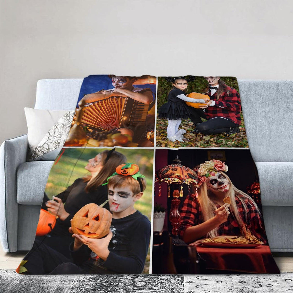 Custom Blanket with Picture Made in USA,Personalized Photo Blanket Throw Photo Blankets for Family Friends Pets,50"x60"