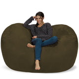 Chill Sack Bean Bag Chair: Huge 6' Memory Foam Furniture Bag and Large Lounger - Big Sofa with Soft Micro Fiber Cover - Red Furry