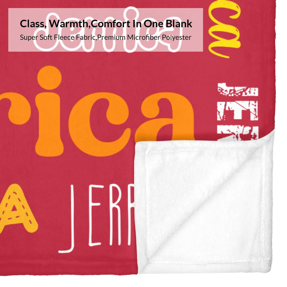 Custom Blanket with Name, Soft Cozy Personalized Name Blankets for Kids, Girls, Boys, Adults, Customized Christmas Blanket for Women, Men, Newborn, New Mom, Red Colors, Made in USA