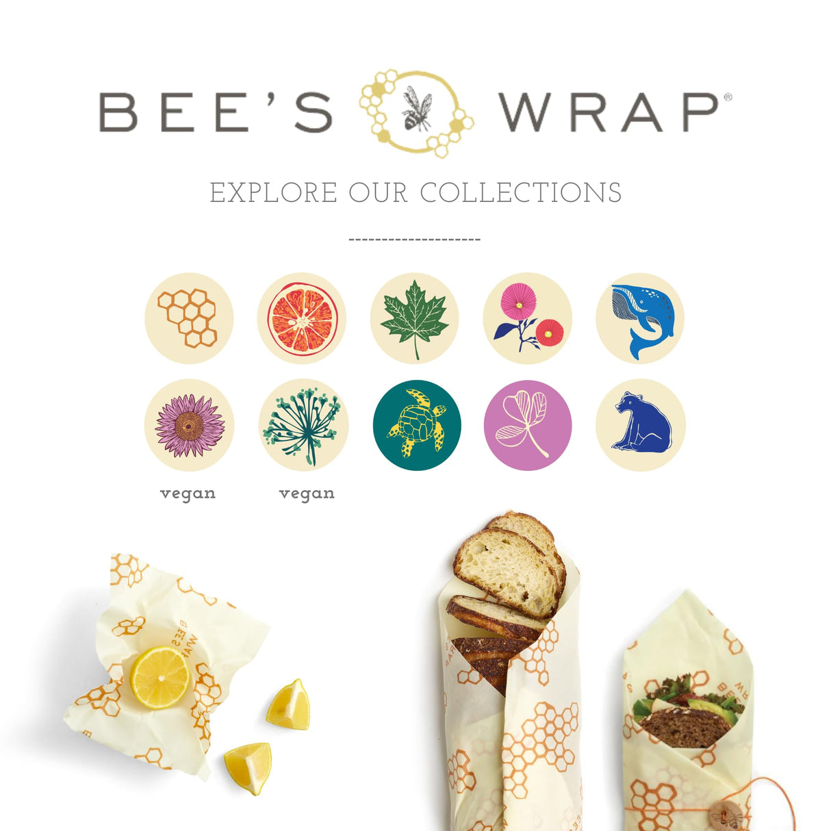 Bee's Wrap Reusable Beeswax Food Wraps Made in The USA, Eco Friendly Beeswax Wraps for Food, Sustainable Food Storage Containers, Organic Cotton Food Wraps, Assorted 3 Pack (S, M, L), Honeycomb