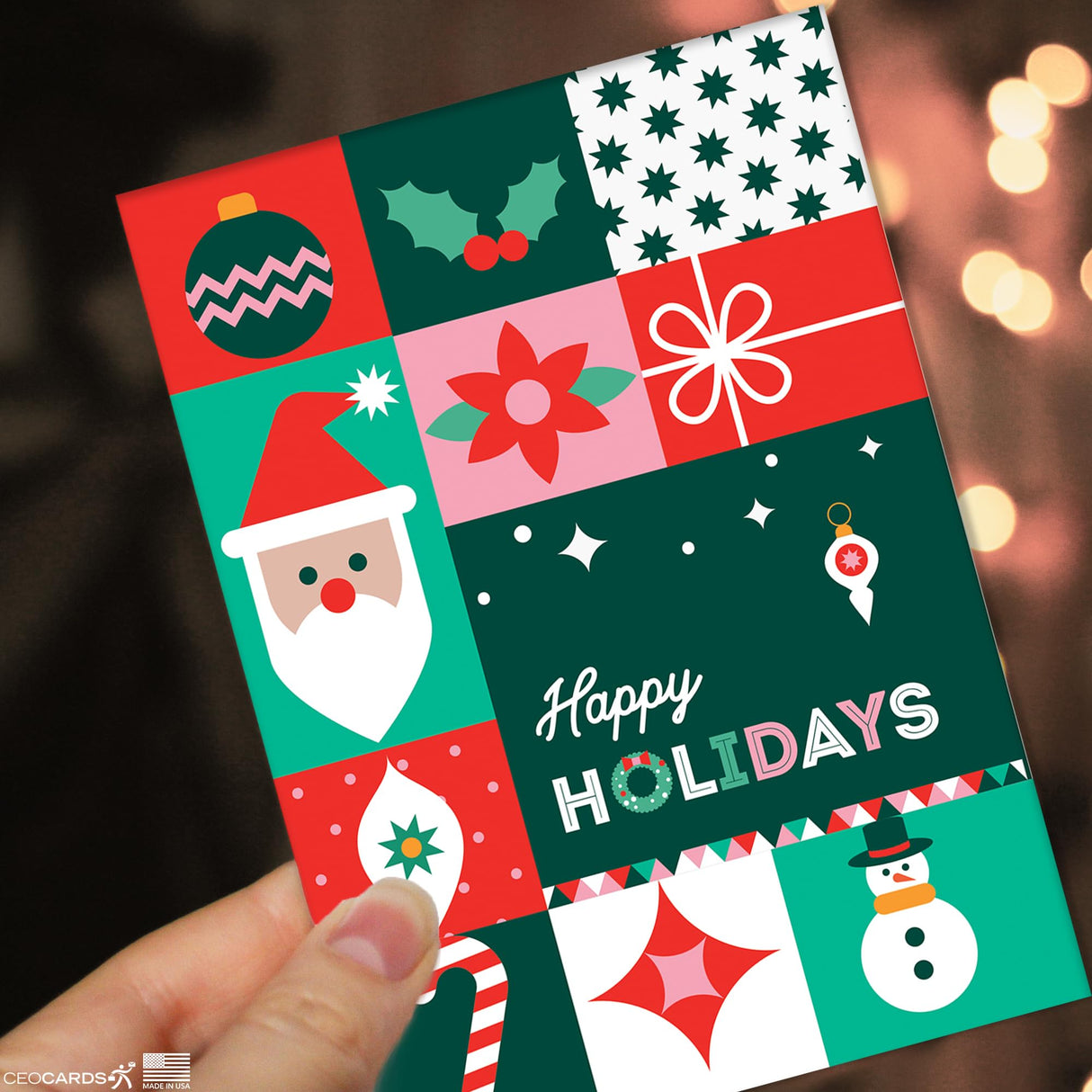 Merry Christmas Cards for Business & Family (Variety Pack 4 Holiday Designs) Greeting Card Set Pack of 20 Holiday Cards with Envelopes (5x7 inch - A7) Office, Work, Employees & Clients VP2405