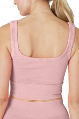 NIKIBIKI Women Seamless Vintage Chevron Ribbed Crop Top, Made in U.S.A, One Size