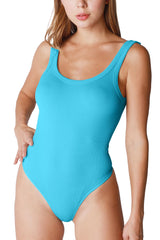 NIKIBIKI Women Seamless Ribbed Scoop Neck & Back Bodysuit, Made in U.S.A, One Size