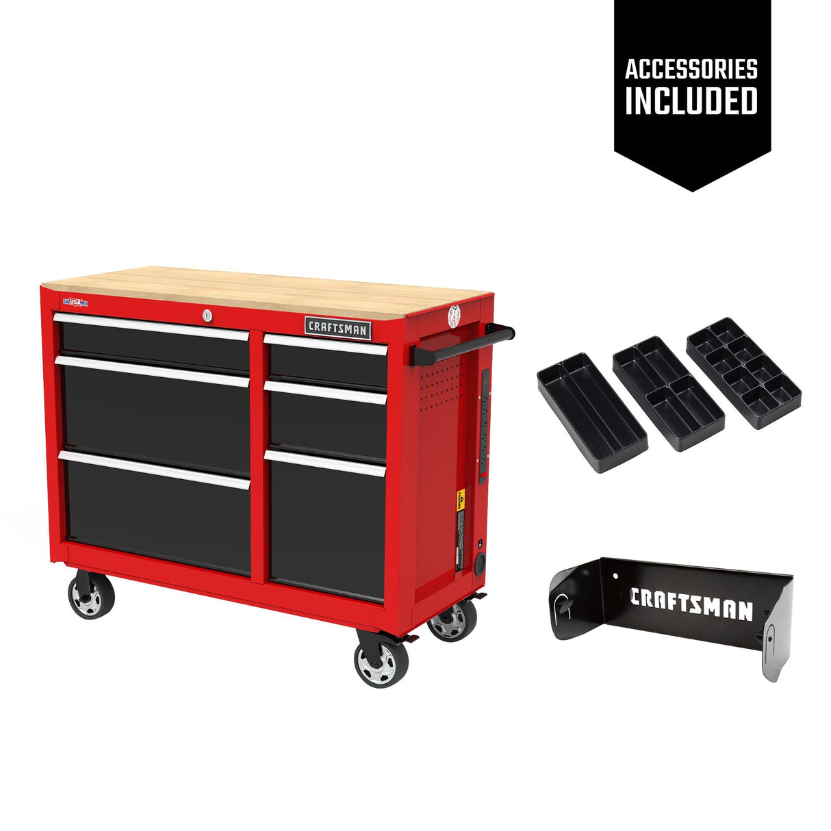 CRAFTSMAN Workbench, Tool Storage, 6-Drawers with Tray and Holder Set, 41-inch, Rolling (CMST34062RB)