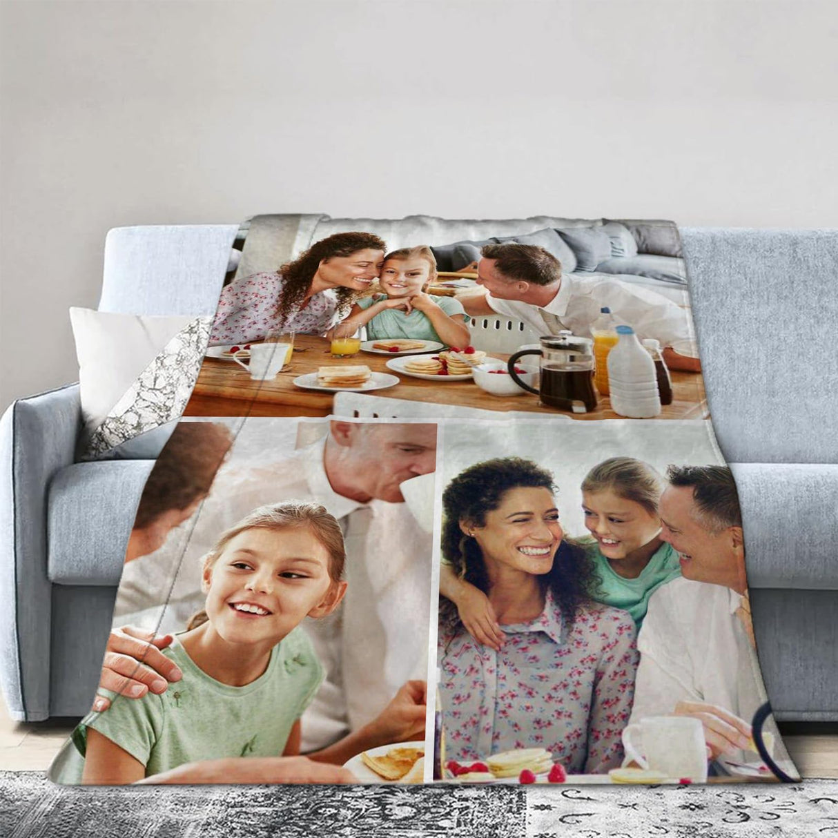 Custom Blanket with Picture Made in USA,Personalized Photo Blanket Throw Photo Blankets for Family Friends Pets,50"x60"