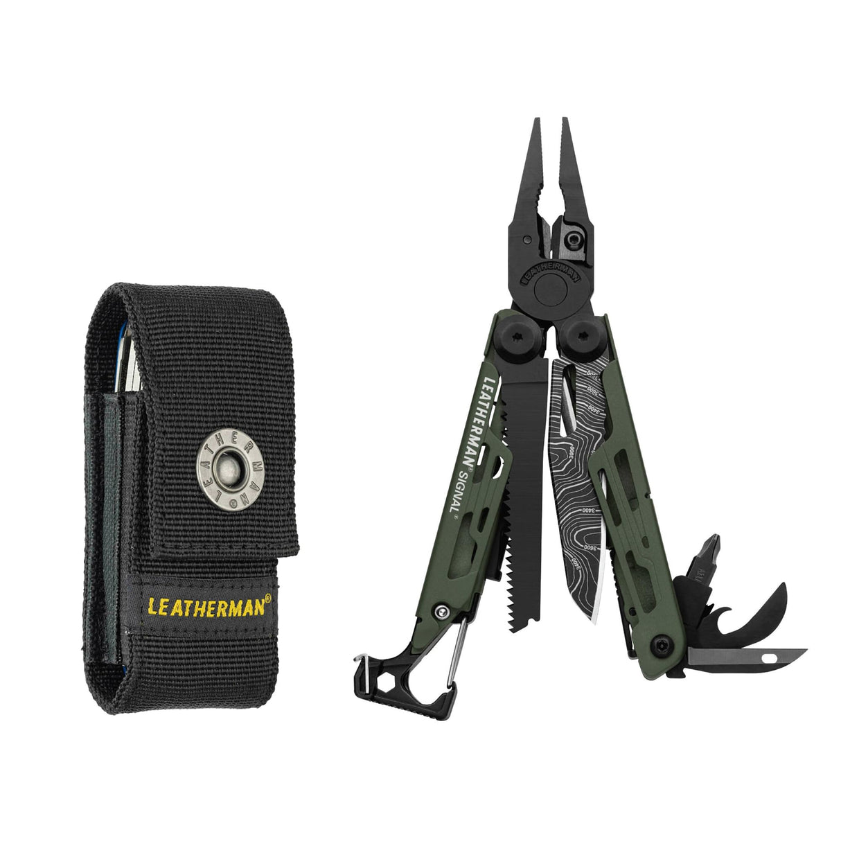 LEATHERMAN, Signal, 19-in-1 Multi-tool for Outdoors, Camping, Hiking, Fishing, Survival, Durable & Lightweight EDC, Made in the USA, Aqua/Silver with Nylon Sheath