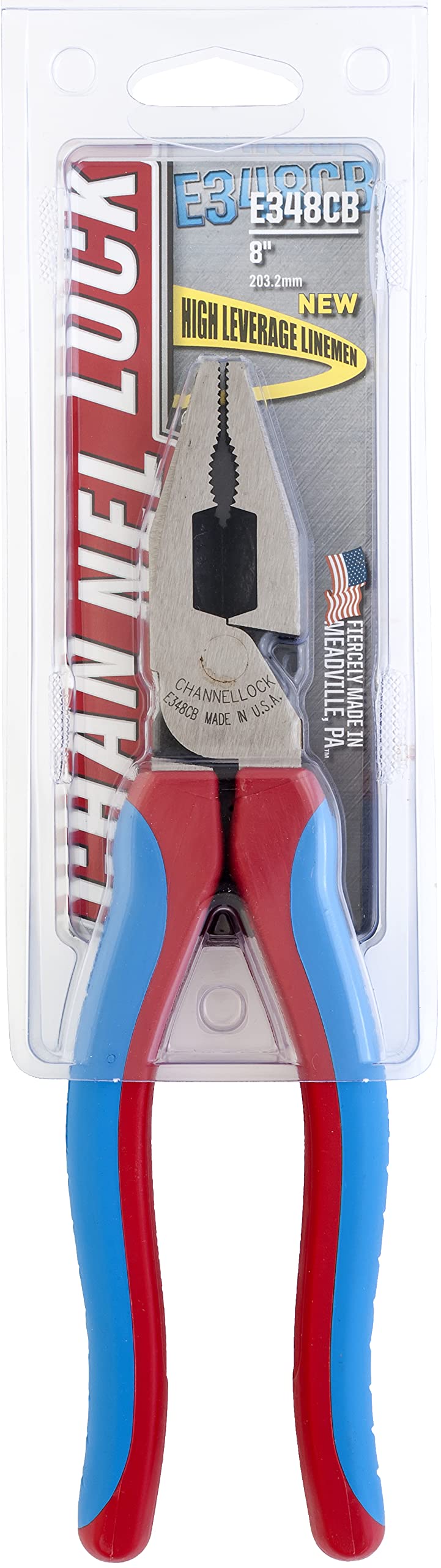 Channellock 369 9.5-Inch Lineman's Pliers | Xtreme Leverage Technology (XLT) Requires Less Force to Cut than Other High-Leverage Models | Forged from High Carbon Steel | Made in the USA, Blue Handle