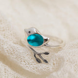 Bottled Up Designs Handmade Little Bird Ring, Recycled Antique Bottles, Sterling Silver, Eco Friendly, Made in USA, Birthday Gifts, Mothers Day, Women, Anniversary (Red Beer Bottle)