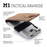 Dango Slim Minimalist Wallet for Men - RFID Blocking - Leather- Bifold, Rawhide/Raw Aluminum